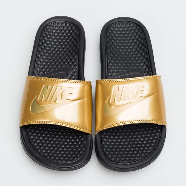 Nike Benassi JDI Print Slide Black/Metallic Gold Womens