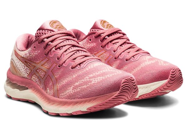 Asics Gel-Nimbus 23 Smokey Rose Womens Neutral Road Running Shoe With FlyteFoam Midsole, Gel Cushioning And Asics High Abrasion Rubber Outsole