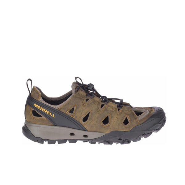 Merrell Choprock Leather Shandal Cloudy/Gold Mens With Vibram Rubber Outsole